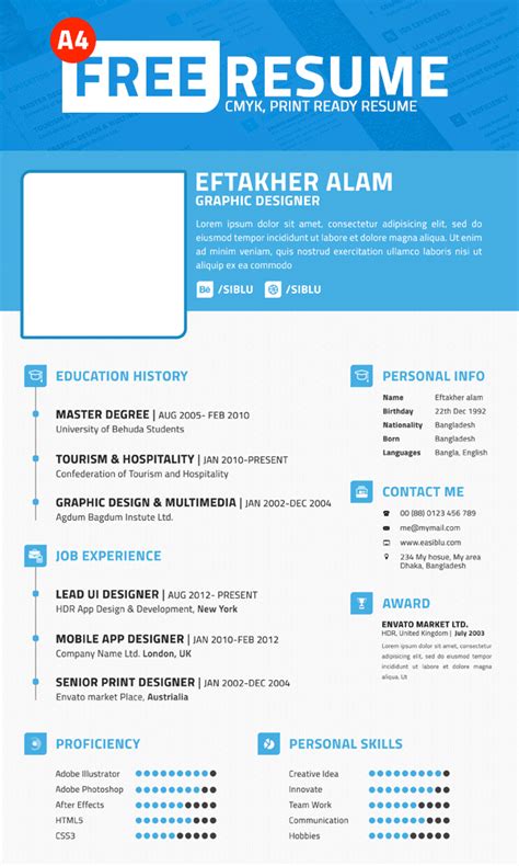 Templates get downloaded with a single click. 25+ Best Free Resume / CV Templates PSD (With images) | Resume template free, Resume template ...