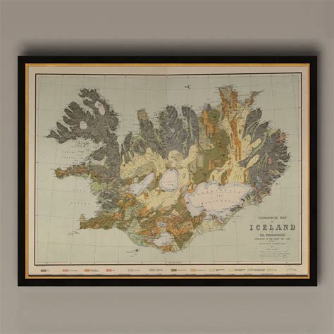 Iceland Antique Map Reproduction Printed On Museum Grade Quality Fine