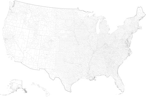 Digital Black And White Usa Map With Counties And County Names