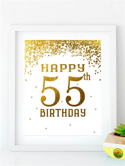 Happy Birthday 55 Gold Birthday Sign 55th Birthday Party Etsy