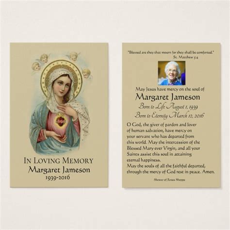Catholic Funeral Memorial Prayer Holy Cards
