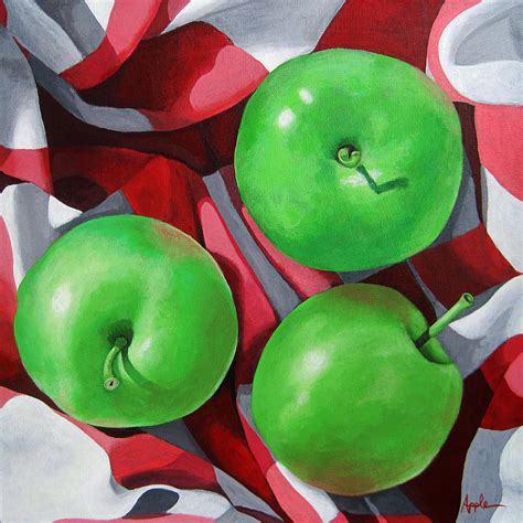 Green Apples Still Life Painting Painting By Linda Apple