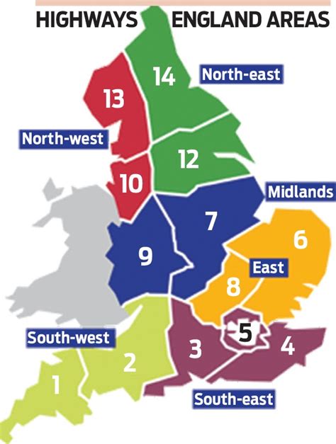 Map Breakdown Of Highways Englands Maintenance Contracts Area 1 To