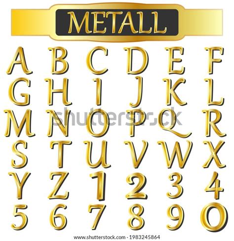 Gold Metal Letters Set Isolated Symbols Stock Illustration 1983245864
