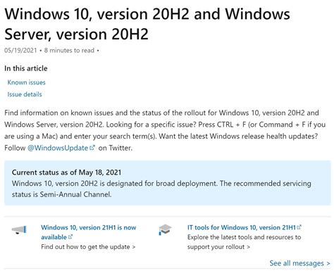 Microsoft Announces Windows 10 Version 20h2 Ready For Broad Deployment