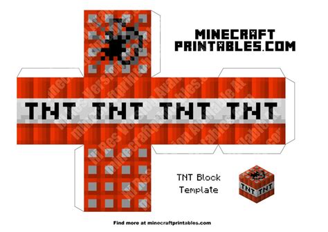 Tnt Printable Minecraft Tnt Block Papercraft Template