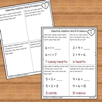 » 1 print this page. Valentine Addition and Subtraction Word Problems ...