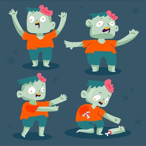 Free Vector Flat Halloween Zombies Collection