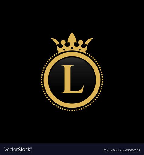 Letter L Royal Crown Luxury Logo Design Royalty Free Vector