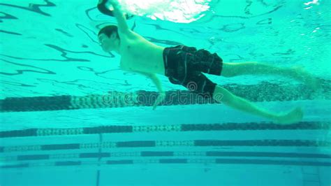 Underwater View Swimmer Swim Training In Slow Motion Freestyle Crawl