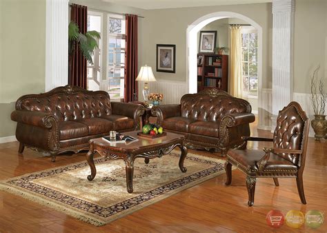 Irina Traditional Dark Wood Formal Living Room Sets with Carved Accents