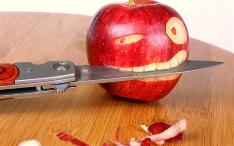 Apple With Knife Funny Wallpaper Hd Wallpapers