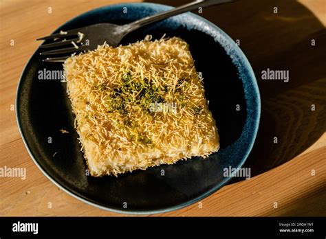 Turkish Dessert Custard Pudding Muhallebi Kadayif With Pistachio Powder