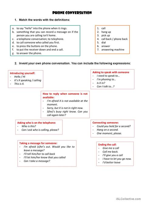 Phone Conversation Discussion Starte English Esl Worksheets Pdf And Doc
