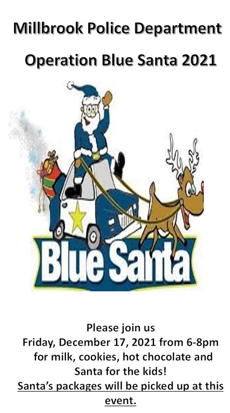 Operation Blue Santa Applications Now Available At Millbrook Police