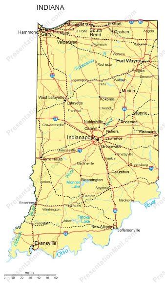 Indiana Powerpoint Map Counties Major Cities And Major Highways
