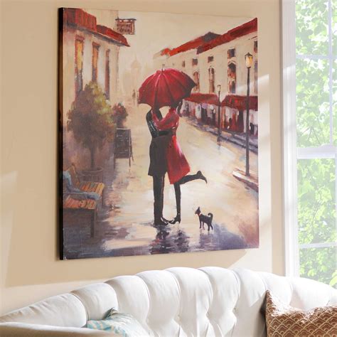 Red Umbrella Couple Canvas Art Print Kirklands