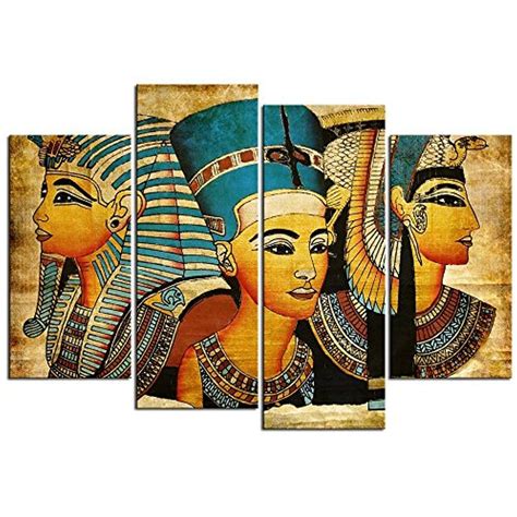 Sea Charm Egyptian Decor Ancient 4 Pieces Canvas Wall Art Framed Egyptian Pictures For Living