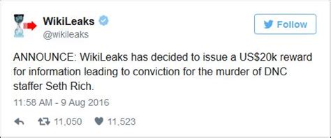 Flashback Wikileaks Offered 20000 Reward For Seth Rich Tips The