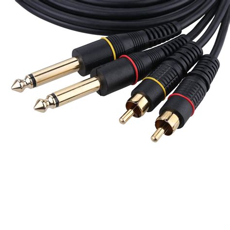 10ft Dual Rca Male Jack To Dual 635mm Trs Male Plug Stereo Audio Cable
