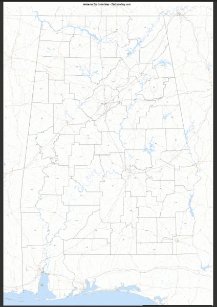 Free Alabama Zip Code Map Map Of World