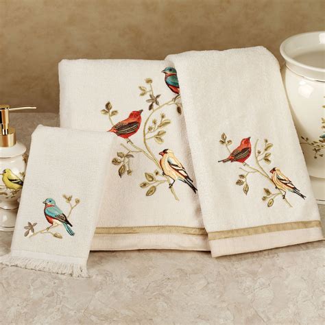 Gilded Bird Embroidered Bath Towel Set Embroidered Bath Towels