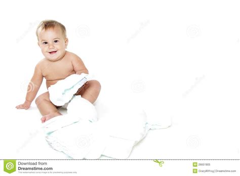 Cute Baby With Diapers Royalty Free Stock Photo Image
