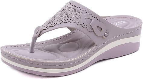 Lrecheu Orthotic Flip Flops Wedge Sandals Comfortable