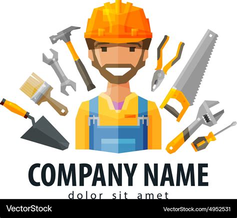 Construction Worker Logo Design Template Vector Image
