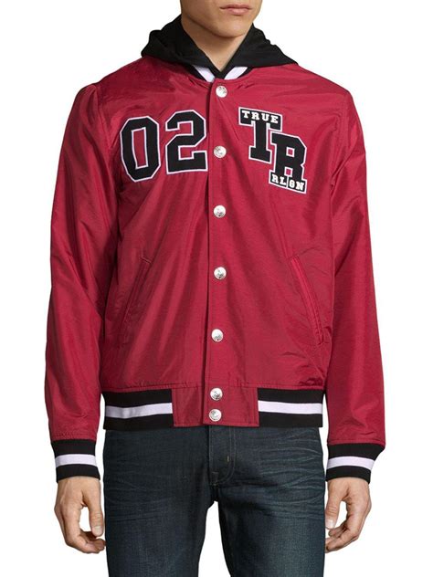 True Religion Synthetic Tiger Varsity Jacket In Ruby Red Red For Men