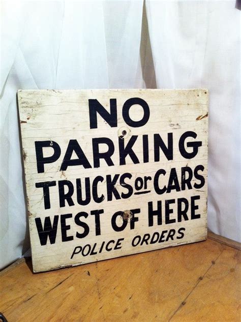 Vintage No Parking Sign Painted Wood Etsy Painted Signs Parking