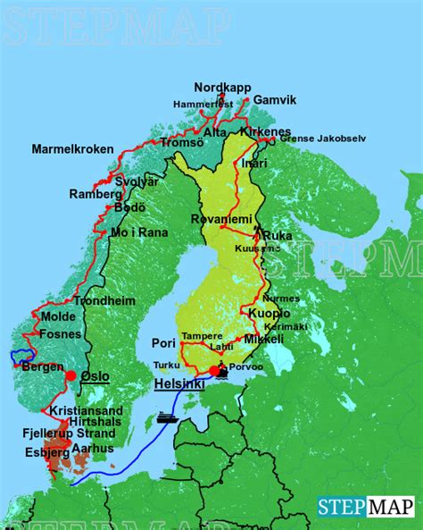 Stepmap Finnland Norwegen Landkarte Für Skandinavien