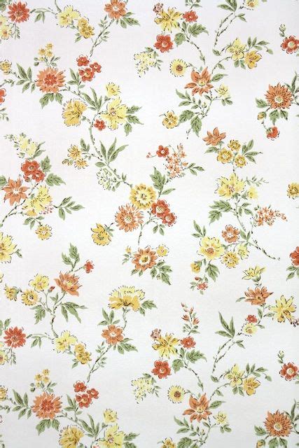 Vintage Yellow Floral Wallpaper