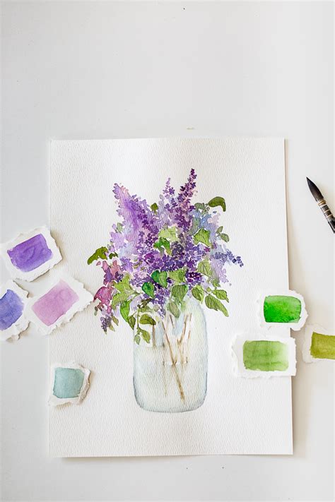 How To Paint Lilacs With Watercolor And A Free Printable Lilac