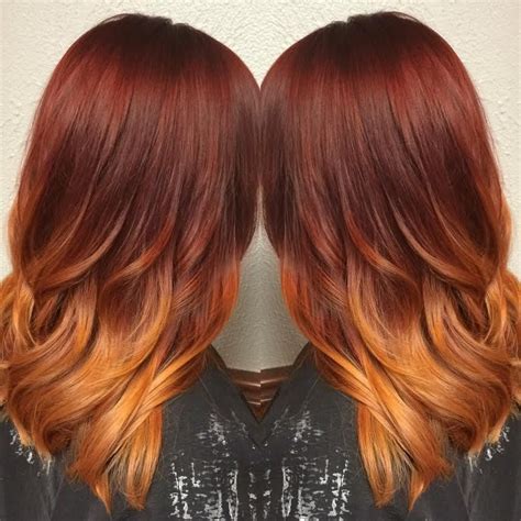 Red To Copper Ombre Copper Highlights Blonde Hair With Highlights Cut