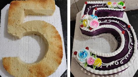 5 Number Blueberry Cake Design How To Five Number Cake Cutting