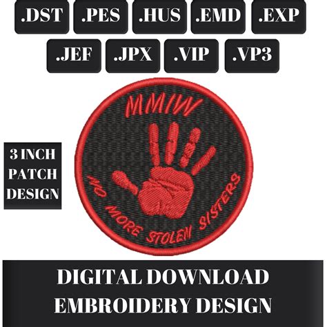 Mmiw Red Handprint 3 Inch Patch Embroidery Design File Digital Etsy