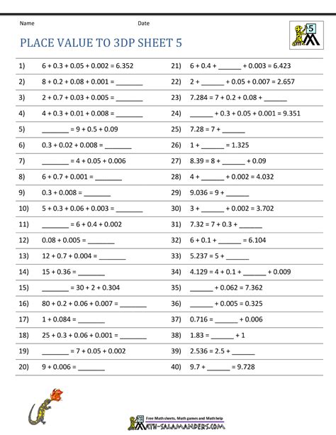 Free Printable Place Value Worksheets 5th Grade