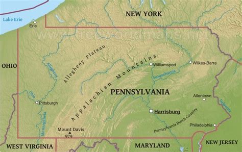 Physical Map Of Pennsylvania Pennsylvania Map Physical Map