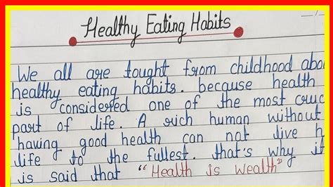 Paragraph On Healthy Eating Habits Essay On Healthy Eating Habits In