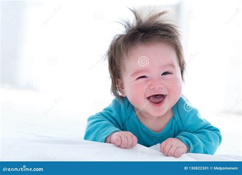 Happy Baby Boy Lying Down Stock Image Image Of Infant 130822301