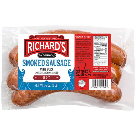 Richards Smoked Hot Pork Sausage 1 Lb