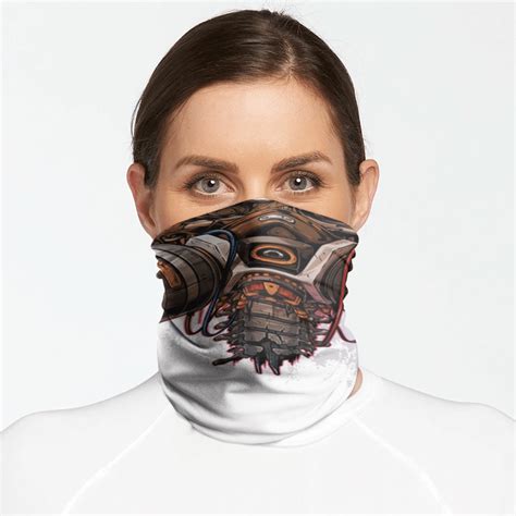 Detailed Colorful Human Skull With Gas Mask Face Mask Neck Gaiter Q
