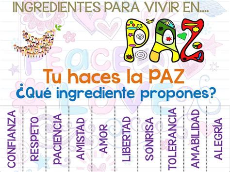 Dia De Paz 2017 Cartel Editable Ingredientes Por La Paz Tutorías Decora