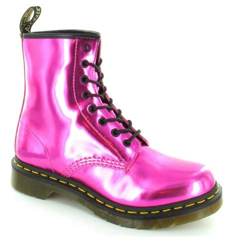 Dr Martens 1460 Womens Koram Flash Metallic Ankle Boots Hot Pink