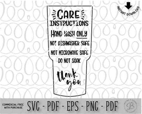 Tumbler Care Instructions Svg Free Care Card Bundle Svg 12 Designs