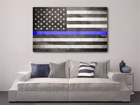 Thin Blue Line Canvas Painting At Explore