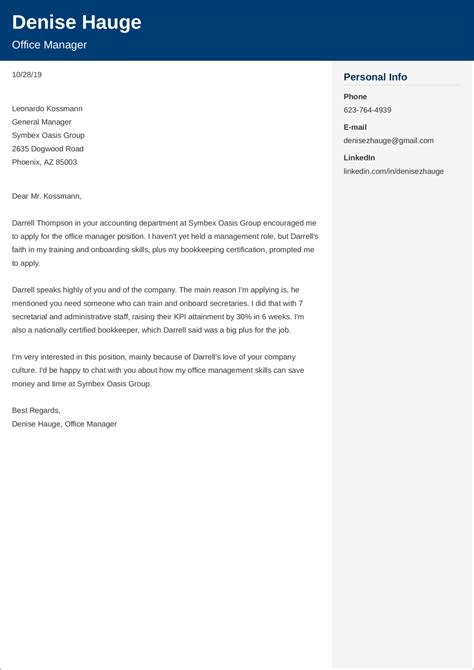 Office Manager Cover Letter Examples Writing Guide