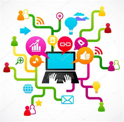 Social Network Background With Media Icons Stock Vector Image By