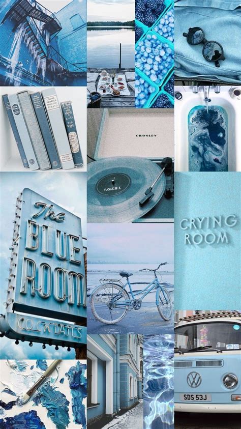 Dark Blue Aesthetic Collage Neon Blue Collage Wallpaper Check Out Our